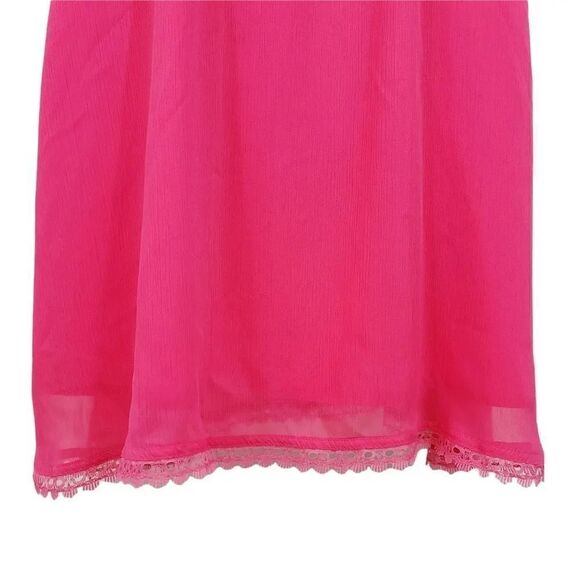 Kirra Pacsun Fuchsia Hot Pink Crepe and Lace Cami Skater Sundress Size Medium - Picture 6 of 9